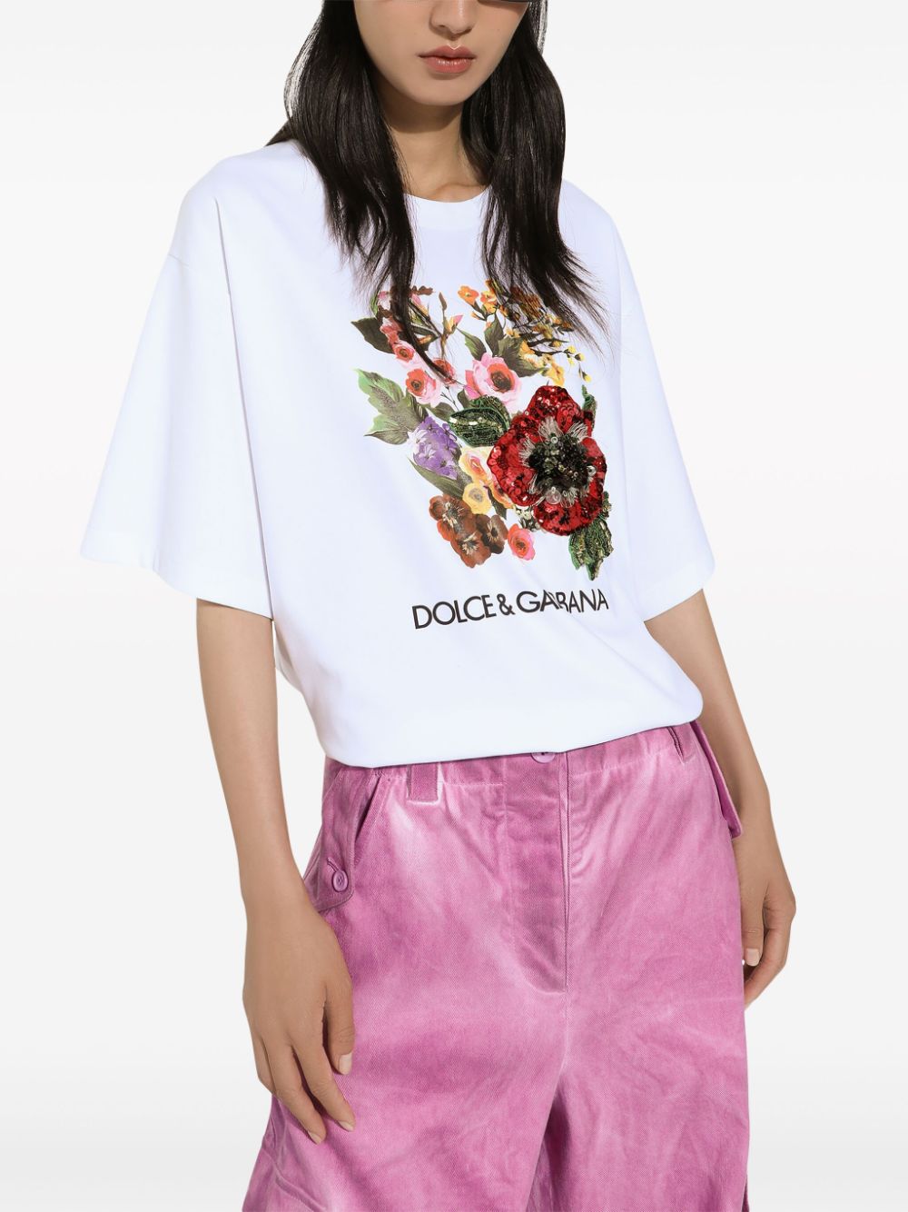 Dolce & Gabbana floral-print cotton-blend T-shirt - Image 5