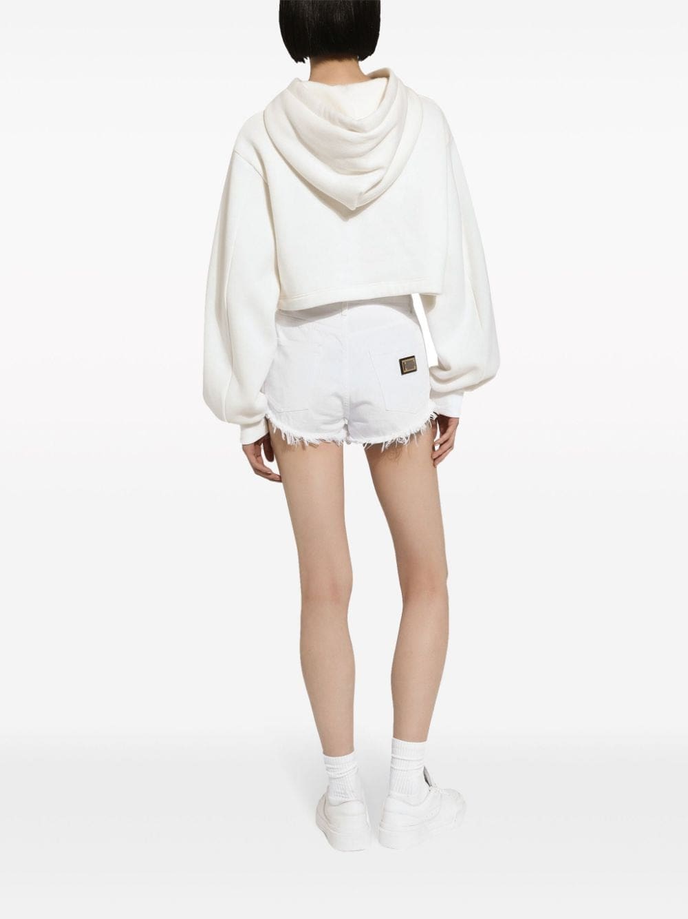 Dolce & Gabbana floral-logo cropped hoodie - Image 4