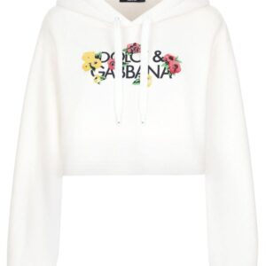 Dolce & Gabbana floral-logo cropped hoodie