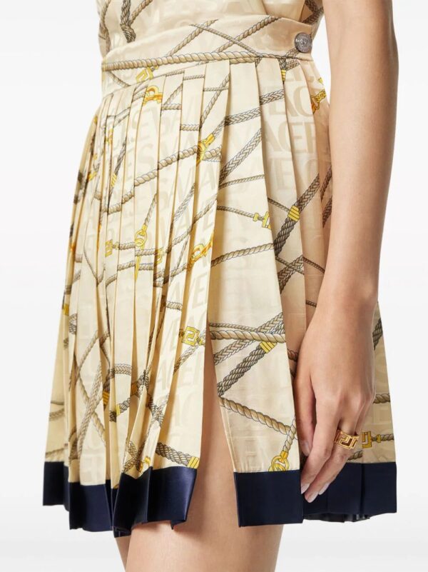 Versace  logo-print silk pleated skirt - Image 4