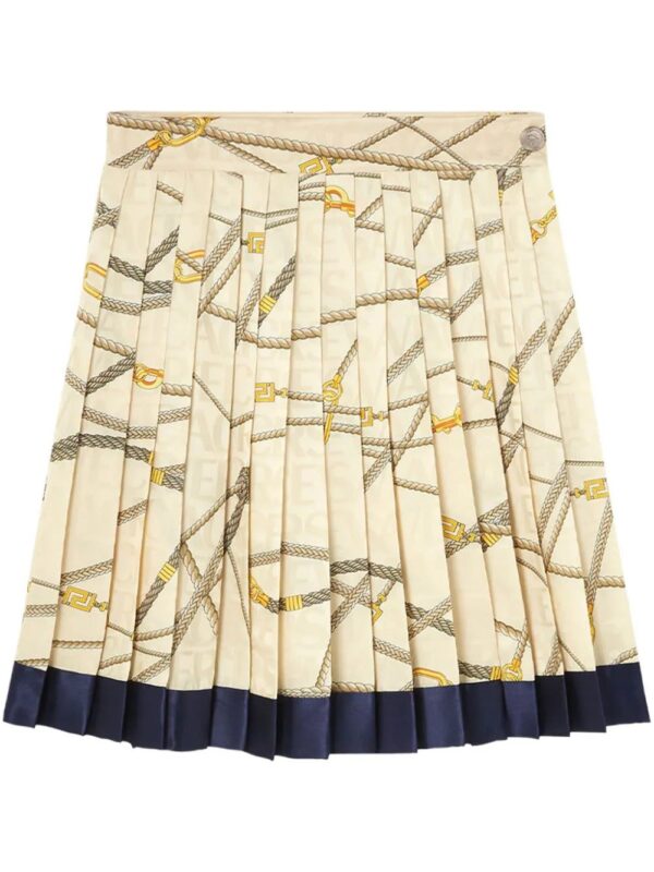 Versace  logo-print silk pleated skirt