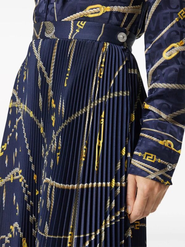 Versace  Greca Nautical-print pleated skirt - Image 3