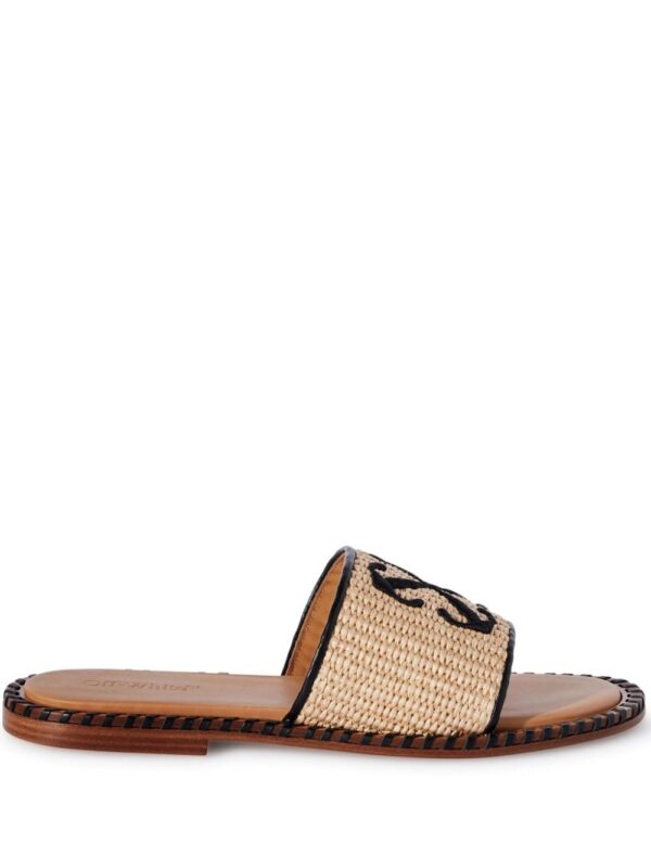 Off-White Twist Arrow raffia slides