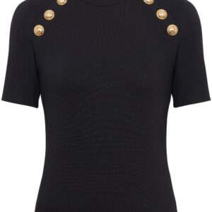 Balmain  6-Button raglan-sleeve T-shirt