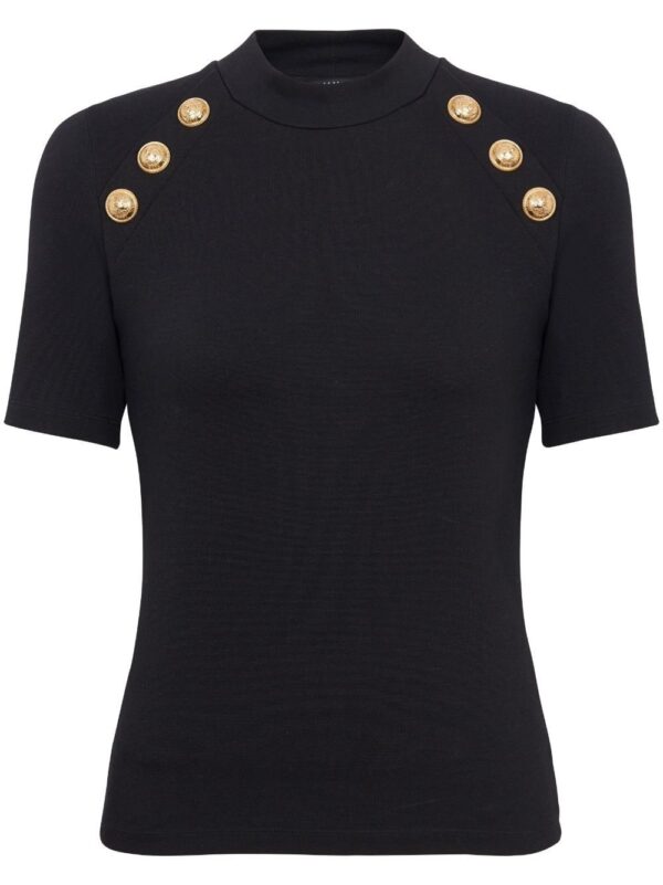 Balmain  6-Button raglan-sleeve T-shirt