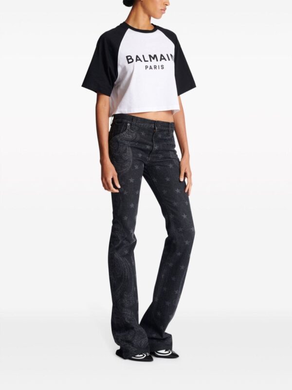 Balmain logo-print cropped cotton T-shirt - Image 3