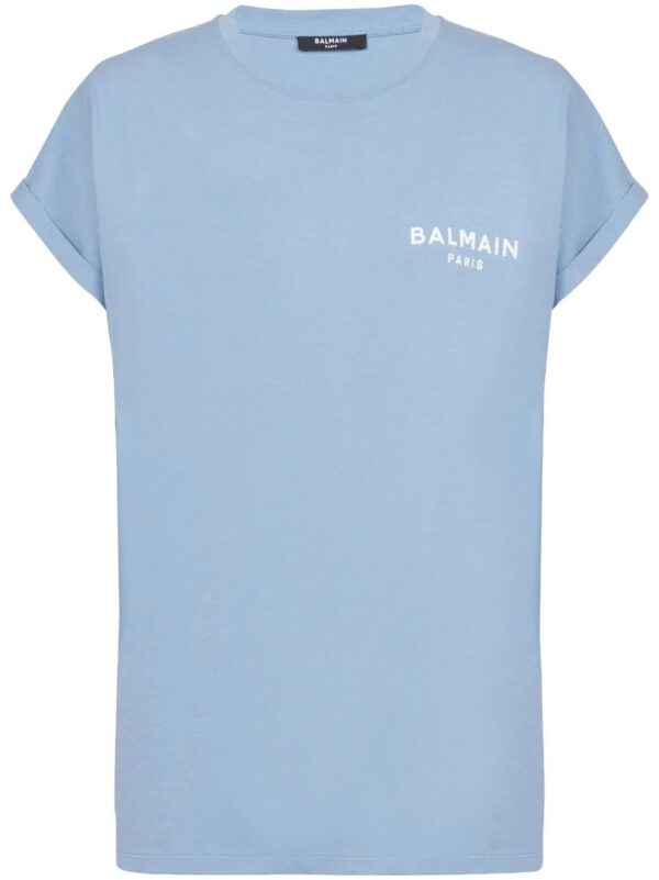 Balmain  logo-flocked cotton T-shirt