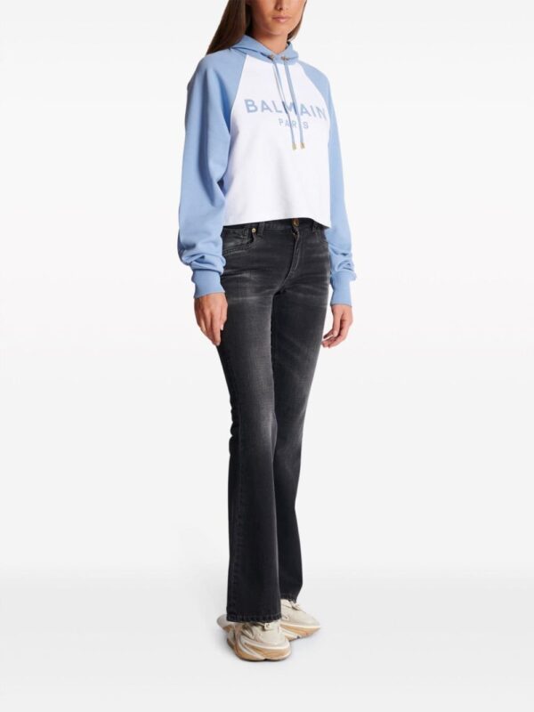 Balmain logo-print cropped hoodie - Image 3