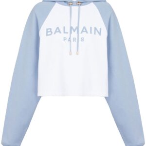 Balmain logo-print cropped hoodie
