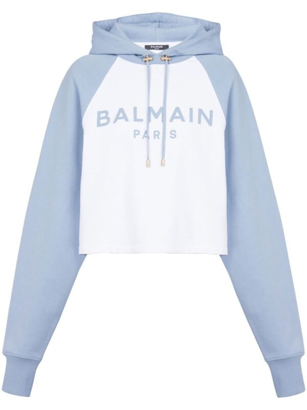 Balmain logo-print cropped hoodie