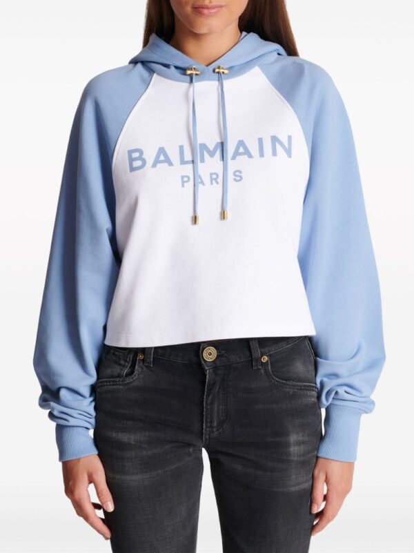 Balmain logo-print cropped hoodie - Image 5