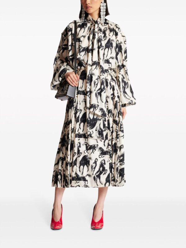 Balmain  horse-print pleated midi skirt - Image 2