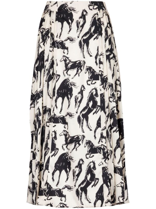 Balmain  horse-print pleated midi skirt
