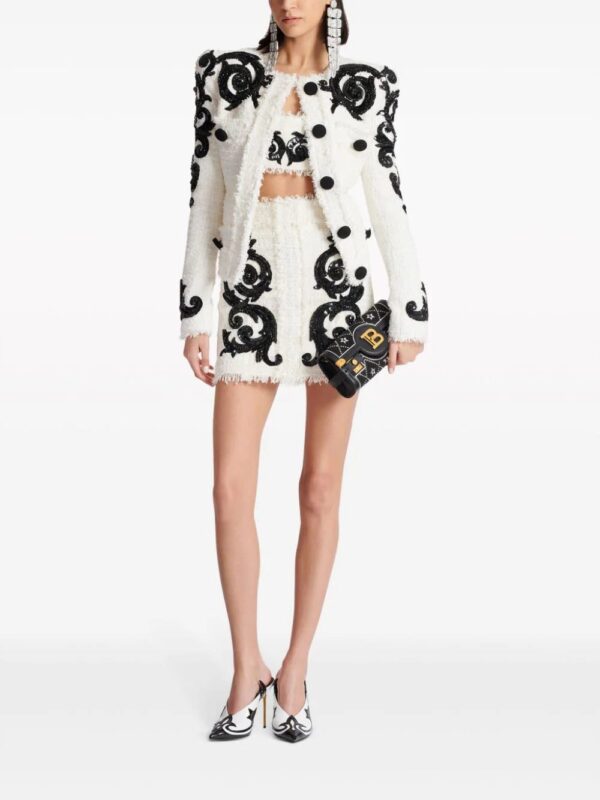 Balmain  Baroque embroidered tweed crop top - Image 2