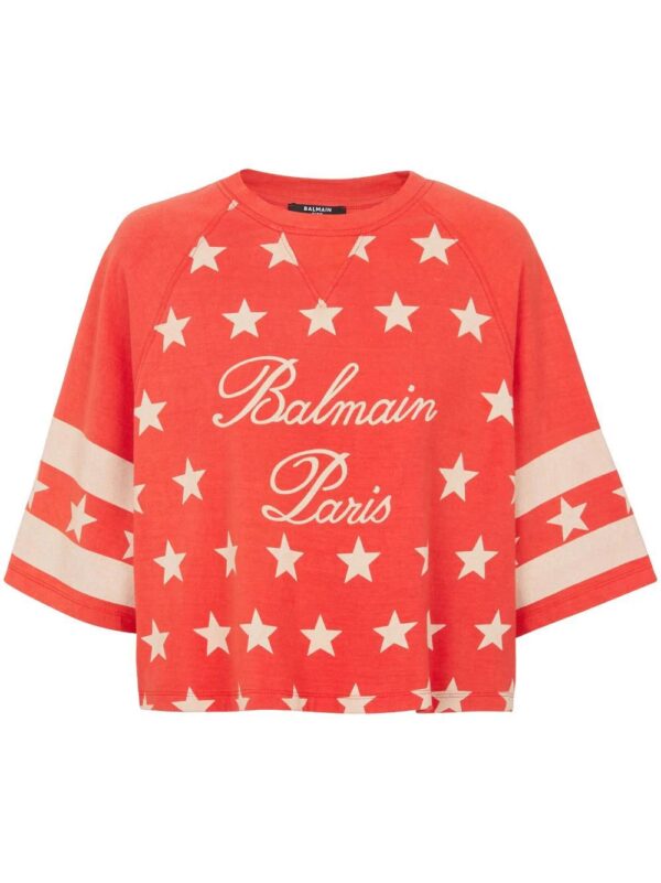 Balmain  logo-print cropped cotton T-shirt