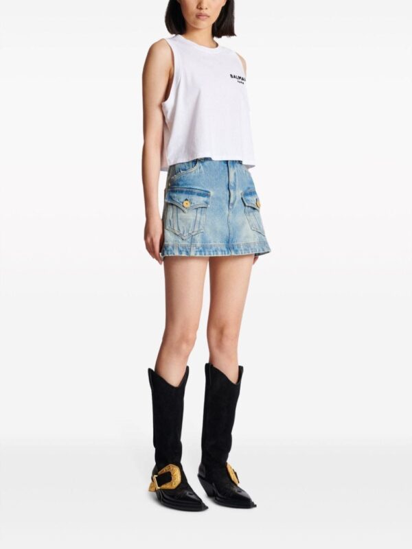 Balmain logo-flocked cotton top - Image 3