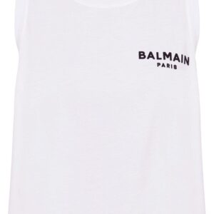 Balmain logo-flocked cotton top