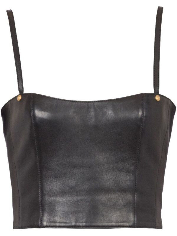 Balmain leather crop top