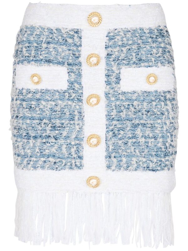 Balmain  fringed tweed miniskirt