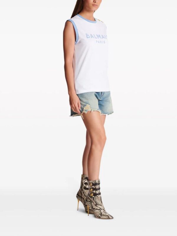 Balmain  3-Button logo-print cotton top - Image 3