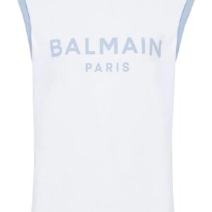 Balmain 3-Button logo-print cotton top