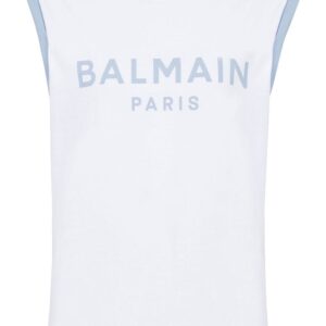 Balmain 3-Button logo-print cotton top
