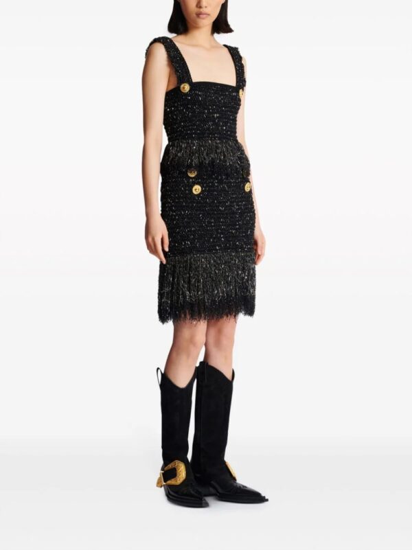 Balmain  6-Button fringed tweed skirt - Image 3