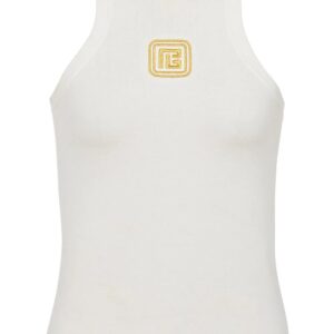 Balmain  logo-embroidered tank top