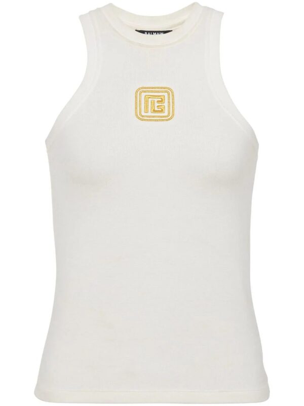 Balmain  logo-embroidered tank top