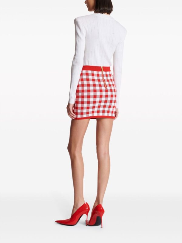 Balmain  gingham fine-knit miniskirt - Image 4