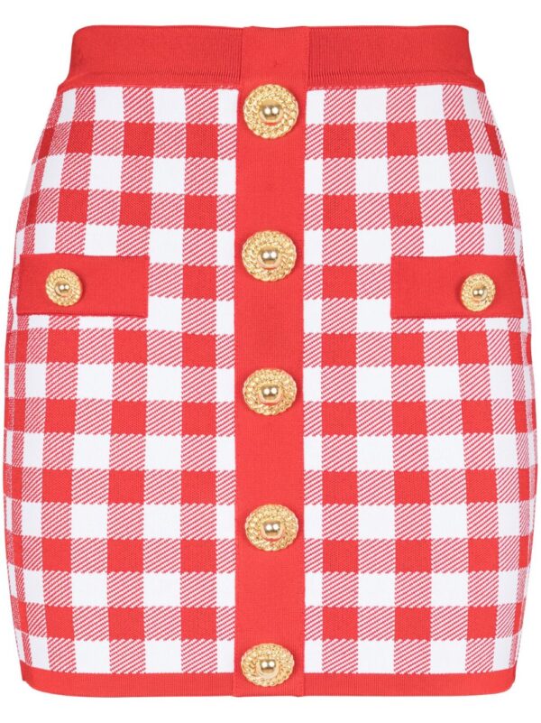 Balmain  gingham fine-knit miniskirt
