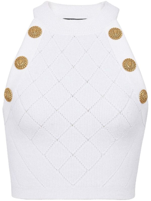 Balmain  6-Button knitted crop top