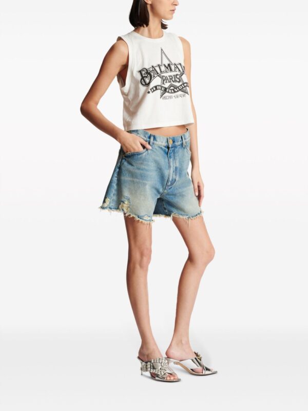 Balmain Western-print cropped tank top - Image 3