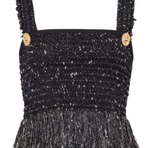 Balmain 2-Button fringe tweed top