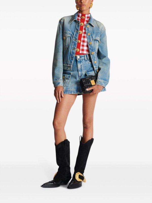 Balmain 5-Button check-pattern crop top - Image 2