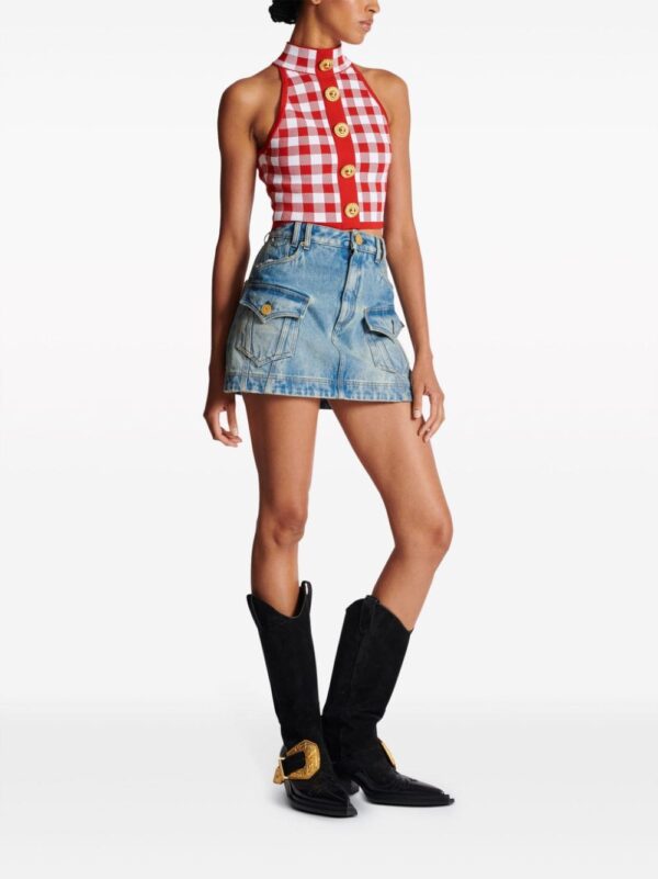 Balmain 5-Button check-pattern crop top - Image 3