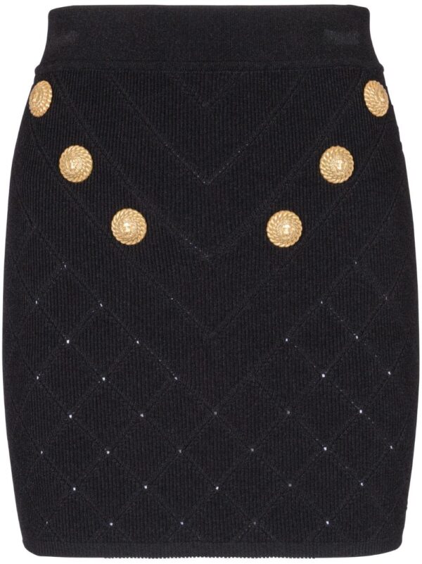 Balmain  6-Button fine-knit mini skirt
