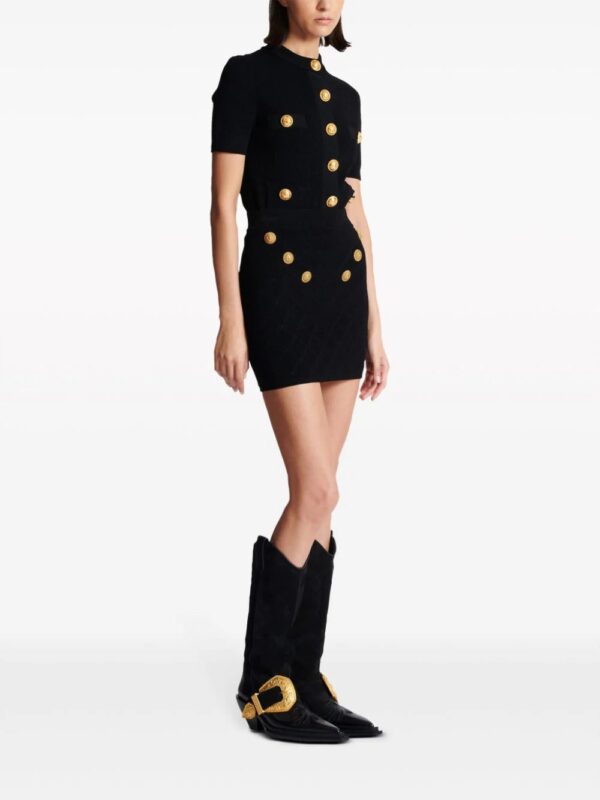 Balmain  6-Button fine-knit mini skirt - Image 3