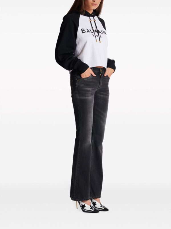 Balmain logo-print cropped hoodie - Image 3