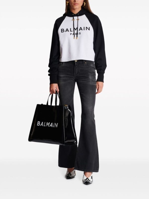 Balmain logo-print cropped hoodie - Image 2