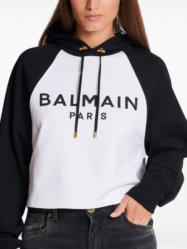 Balmain logo-print cropped hoodie - Image 5