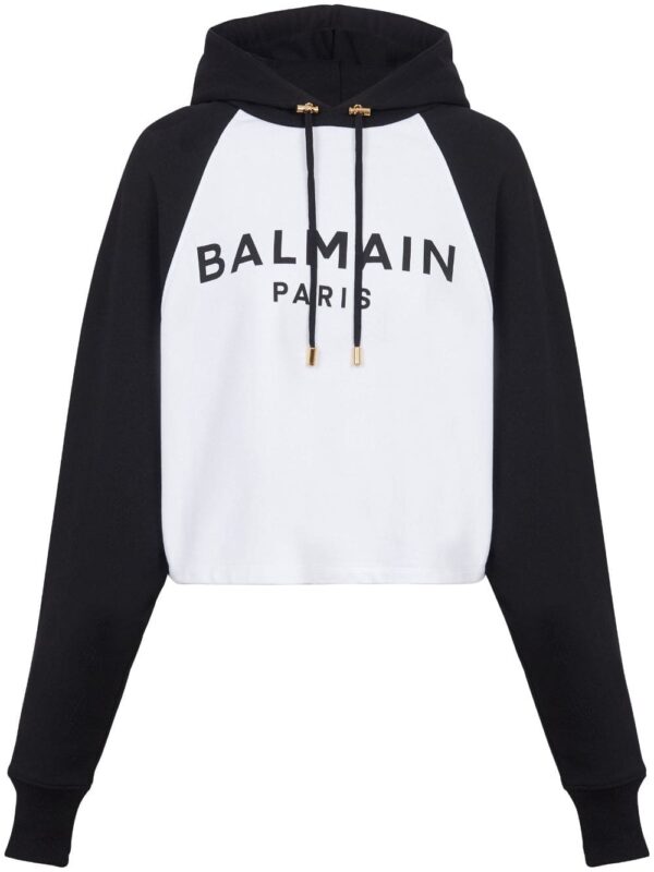 Balmain logo-print cropped hoodie
