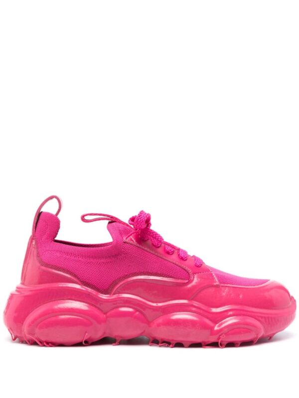 Moschino logo-patch leather sneakers