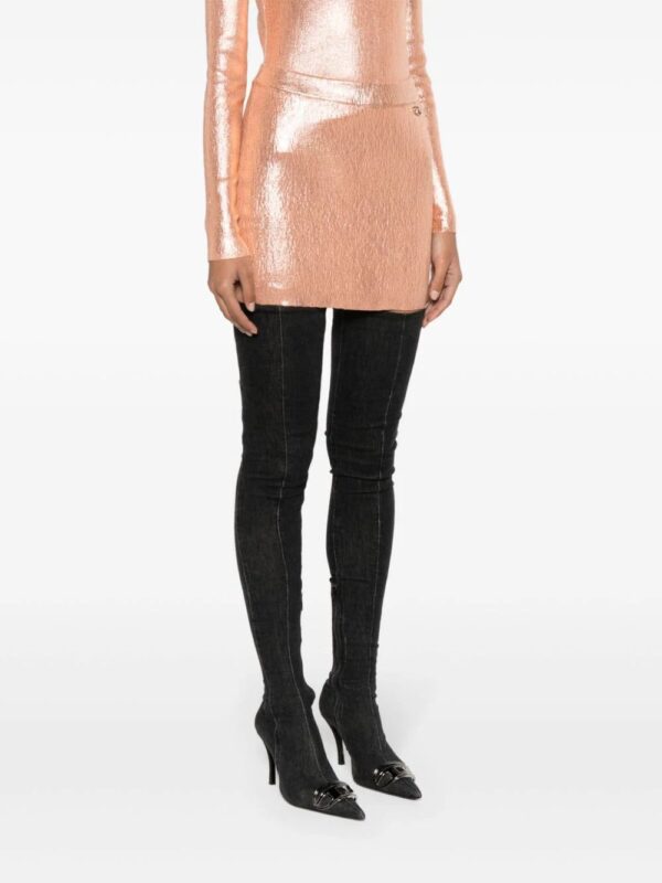 Diesel  metallic logo-appliqué mini skirt - Image 3