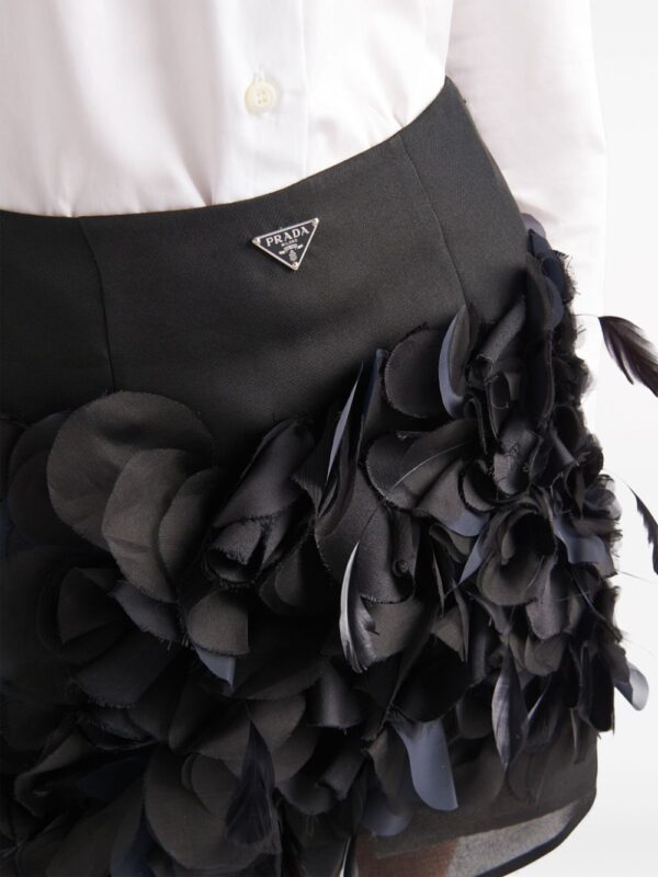 Prada  feather-detail silk miniskirt - Image 4
