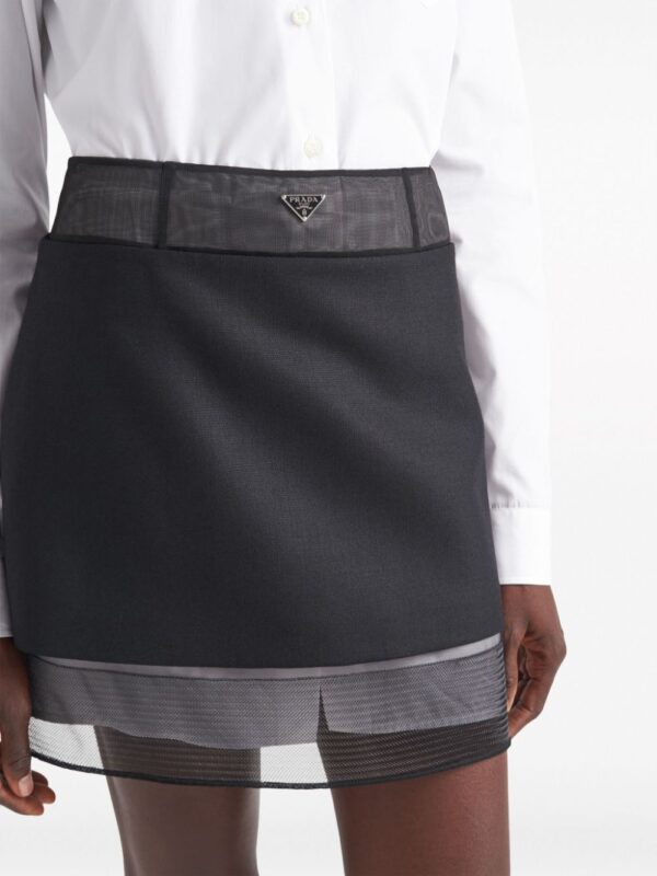 Prada  logo-plaque wool miniskirt - Image 4
