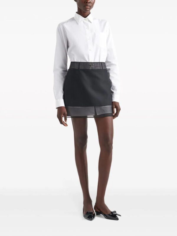 Prada  logo-plaque wool miniskirt - Image 2