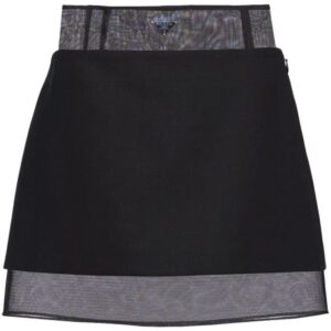 Prada  logo-plaque wool miniskirt