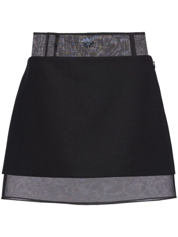 Prada  logo-plaque wool miniskirt