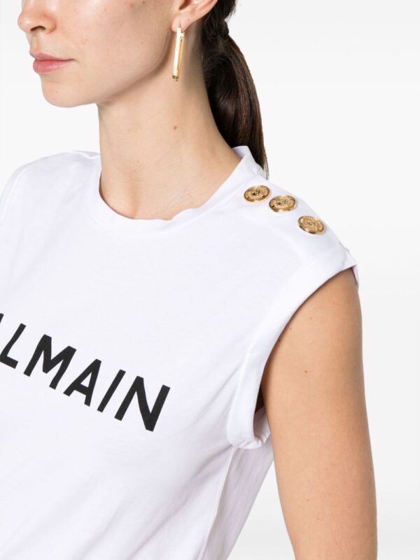 Balmain logo-print cotton top - Image 5
